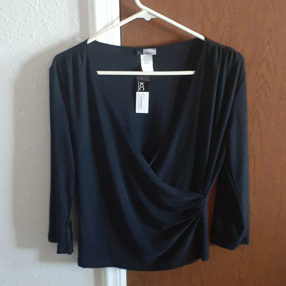 KC Stevens Long Sleeve Blouse - Black